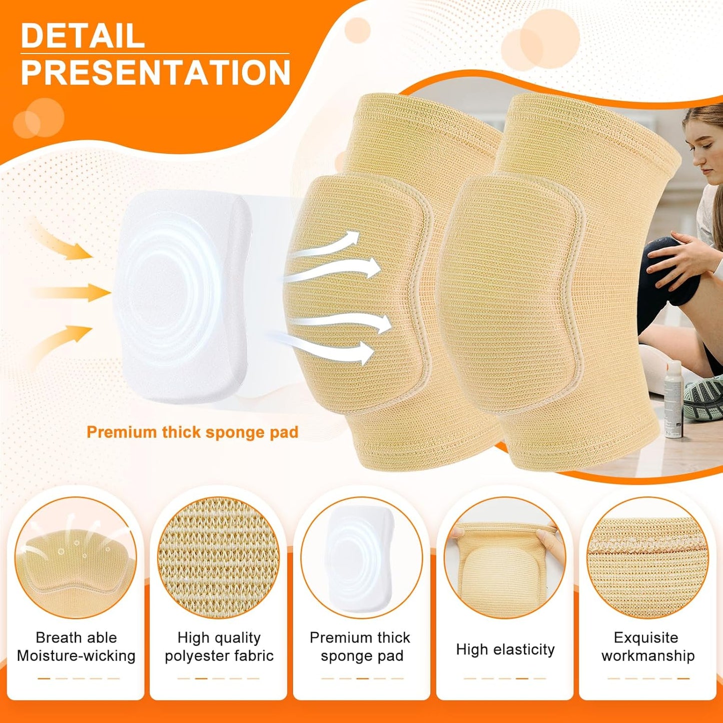 Volleyball Knee Pads for Dancers, Soft Breathable Knee Pads for Girls Women Men Youth Kids Knees Protective, Knee Brace for Volleyball Football Danceing Yoga Tennis Running Cycling Fitness