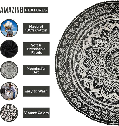 raajsee Purple Round Beach Tapestry Hippie/Boho Beach Blanket Mandala/Indian Cotton Throw - Round Tablecloth/Home Decor/Indie Rug Yoga Mat Meditation Picnic Rugs 127 CM / 50 INCHE Circle