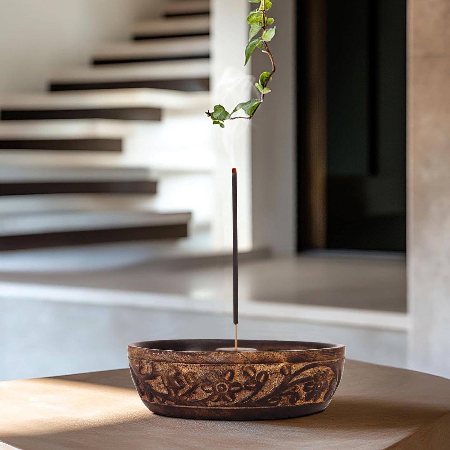 Sheesham Wood Incense Burner Holder - Set of 2 Coffin Style Sun Moon Inlay Handmade Aromatherapy Room Freshener Fragrance Cone Incense Stick Burner Ash Catcher - Zen Home Gift - 12x2x2 - COTTON CRAFT