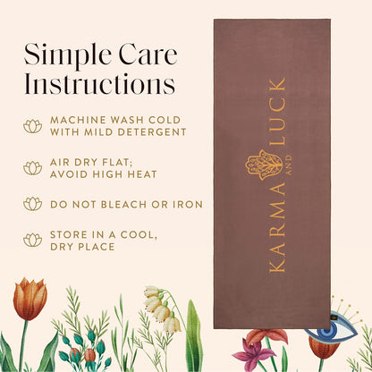 KARMA AND LUCK Radiant Protection Yoga Towel, Absorbent, Non-Slip Hot Yoga Mat Towel, Silicone Grip & Soft Terry Suede for Spiritual Energy Shield & Clarity, 26” x 72”