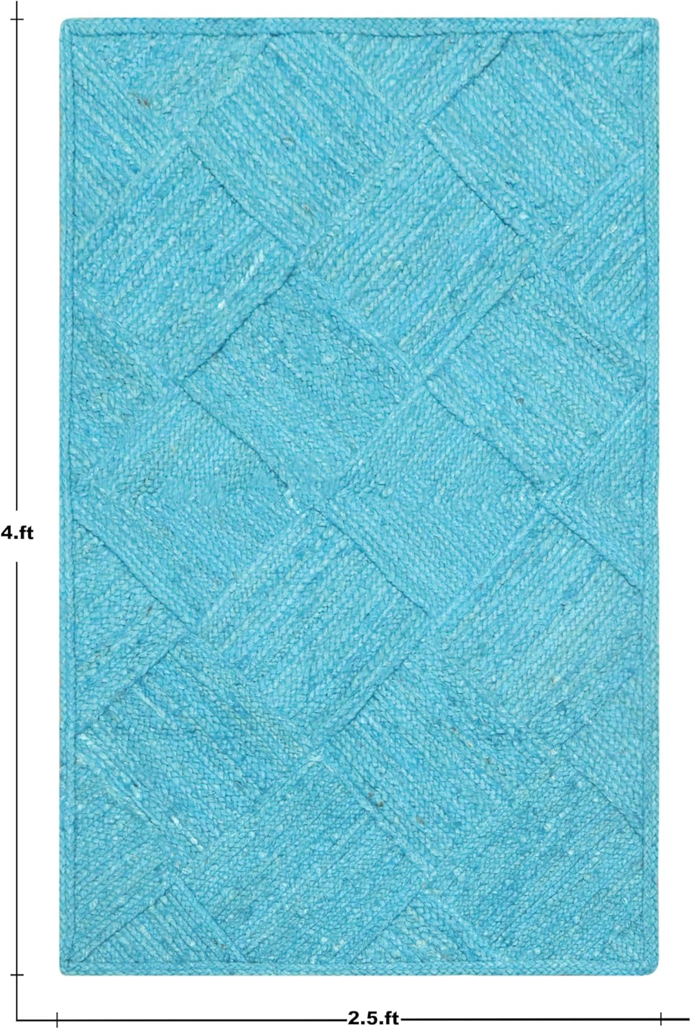 Hand Braided Jute 4 Ft Square Kilim Rug Flatweave Pink Geometric Pattern Jute Sisal Rug, Thick 0.27 Inch Indoor Outdoor Carpet for Kitchen, Bedside, Yoga Mat - Colors C
