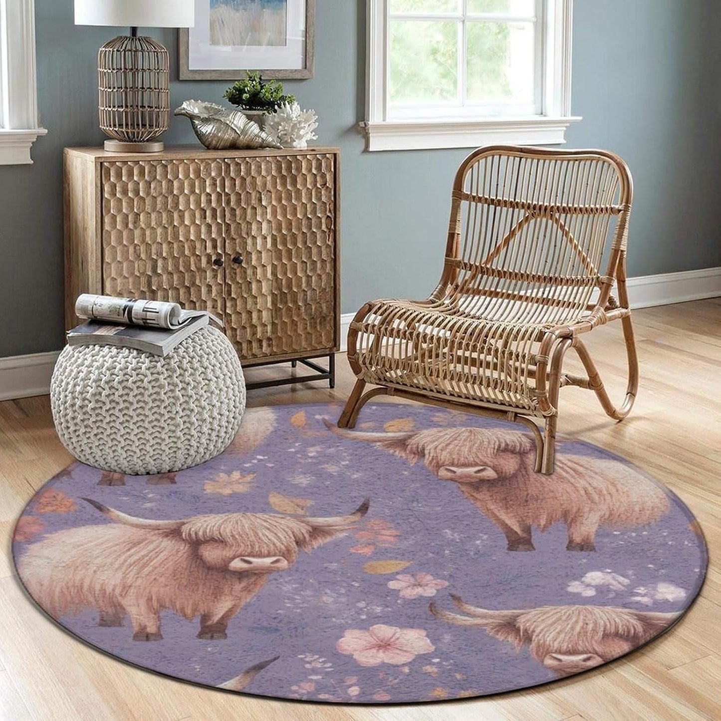 Room Sofa Yoga Soft Round Carpet, Home Decor Non Slip Kitchen Office Circle Rug, Machine Washable Modern Round Area Rug Beach Turtles, 60inch