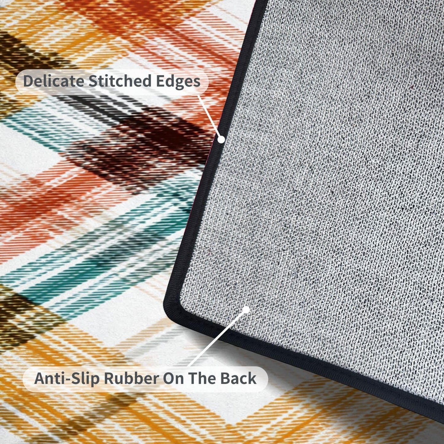 Runner Rug Washable 2x6 White Navy Blue Green Tartan Plaid Scottish Texture from Tartan Plaid Non-Slip Hallway Area Rug Indoor Outdoor Home Decor for Entryway Bathroom Kitchen Carpet Yoga Floor Mat