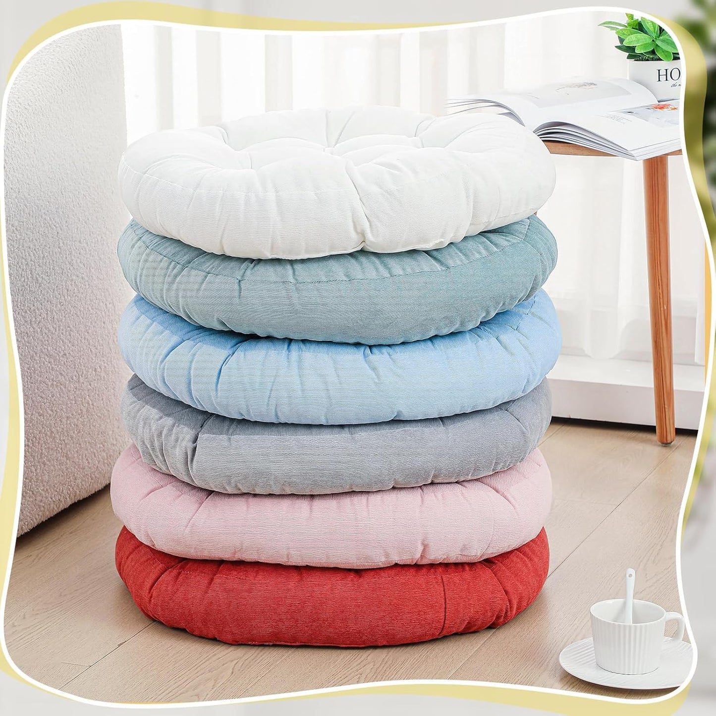Jerify Floor Pillow Cushions Large Round Square Large Meditation Floor Pillow for Classroom Adult Meditation Picnic Party Seating Learning Daycare School(Square,Mixed Colors,4 Pcs)