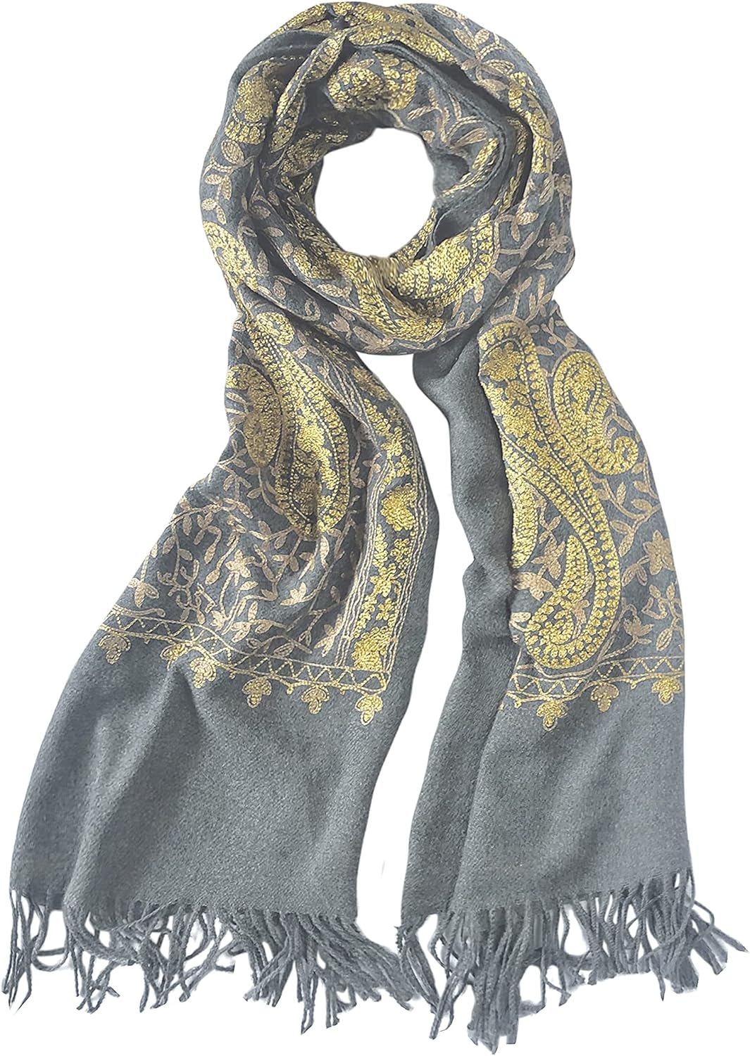 Urban CoCo Women's Embroidered Oversize Tassel Shawl Scarf Wraps for Women