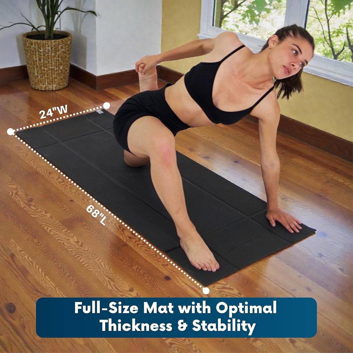 Foldable Yoga Mat Thick, in 6 Combinations; Greater Support and Protection for Joints, Body Alignment System, and Sections for Hands and Feet. Non-slip texture and water-resistant