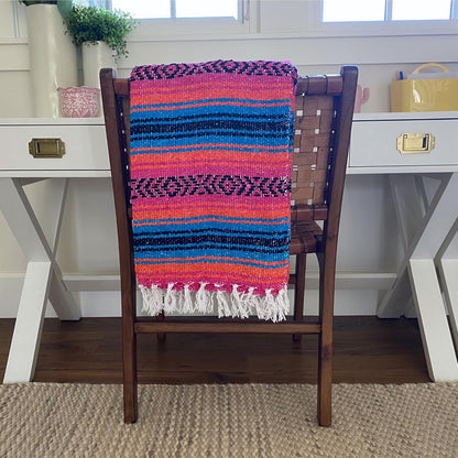 Del Mex Classic Mexican Blanket, Large Authentic Woven Falsa Throw (70"x50"), Artisan Southwest Décor for Beach, Yoga, Outdoors (Lavender)