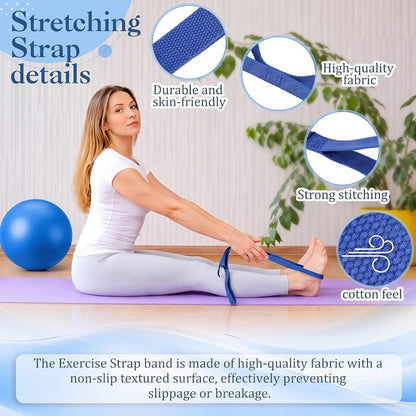 Pilates Set with 2 Yoga Exercise Balls (25.6”&9.8”), Yoga Block, Stretch Strap & Foot Pump, Stability Fitness Ball Kit for Home Gym Equipment Workout Pregnancy Physical Therapy