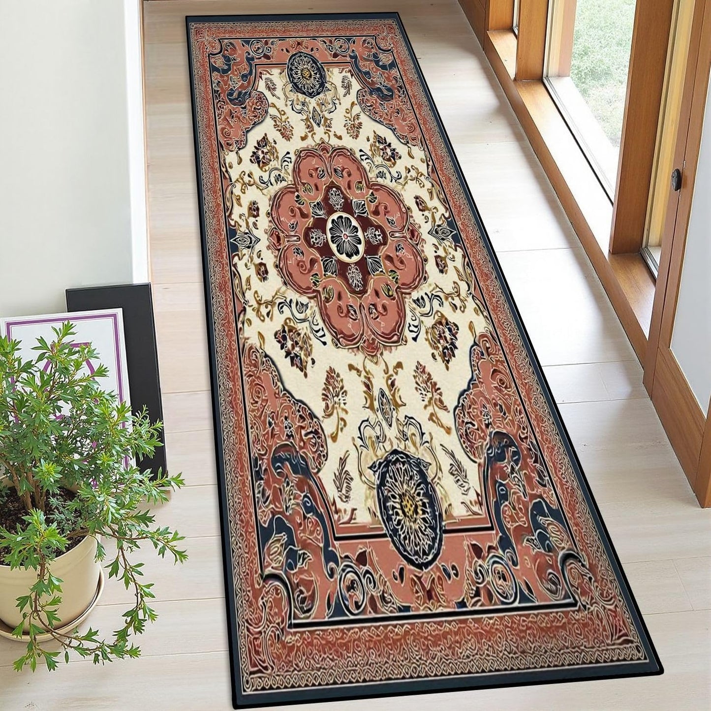 Runner Rug Washable 2x8 Leopard Print Seamless Leopard Skin Fashionable Cheetah Fur Non-Slip Hallway Area Rug Indoor Outdoor Home Decor for Entryway Bathroom Kitchen Carpet Yoga Floor Mat