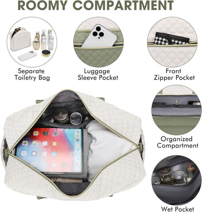 LUOCIP Large Women Travel Duffle Bag, Carry on Bag with Wet Toiletry Pocket for Overnight, Weekend, Yoga, Gym, Business Trips, Sport and Hospital, Black - Colors A