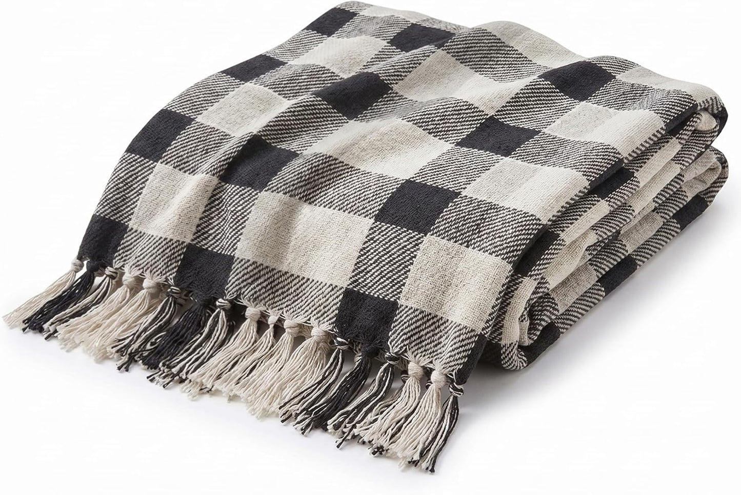 Americanflat 50x60 Throw Blanket - Soft and Breathable Cotton Throw Blanket for Couch, Bed, Chair - Decorative Blankets Perfect for Home or Outdoor Use - Navy Blue and White Double Diamond Design