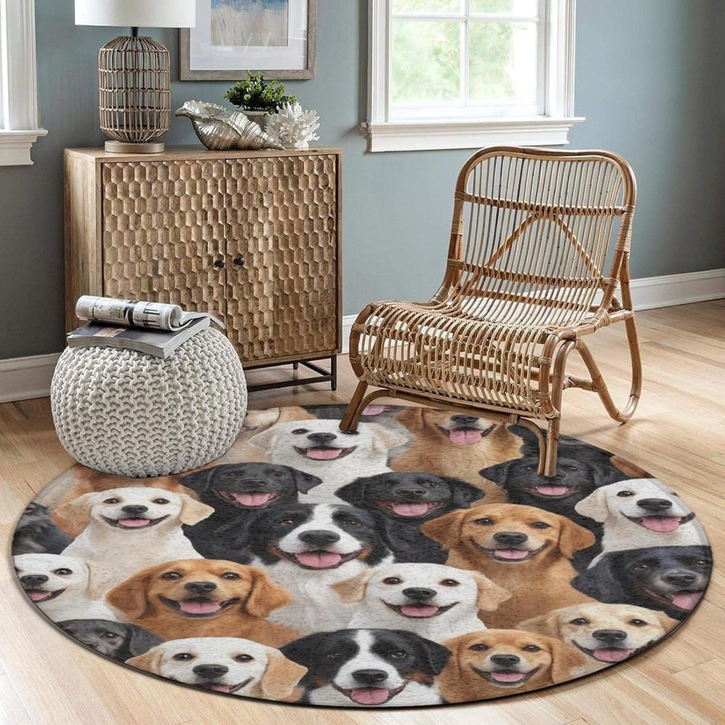 Soft Round Yoga Carpet, Office Chair Decor Round Mat for Carpet and Hardwood Floors Purple Butterfly