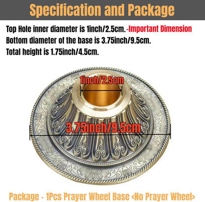 Copper Tibet Prayer Wheel Holder with Mandala Pattern, Hand Held Prayer Wheel Display Stand for Praying, blessing, Meditation, Healing, Relaxing, Yoga (Prayer Wheel Not Included)