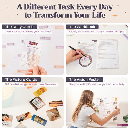Affirmation Cards for Women with Guided Journal – 52 Positive Affirmations Cards, Wooden Stand & Daily Reflection Workbook, Mindfulness Cards for Desk, Self Care and Motivational Gift Set