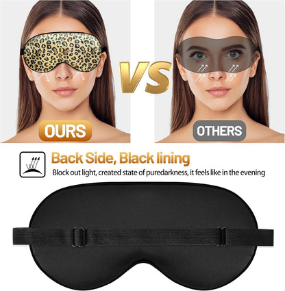 Sleep Mask, Silk Eye Mask for Sleeping with Adjustable Strap, Satin Blackout Sleeping Eye Mask for Men&Women, Comfortable Blindfold Eyeshade for Night Sleep(Black)