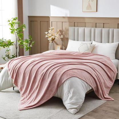 NEWCOSPLAY Super Soft Throw Blanket Light Purple Premium Silky Flannel Fleece Leaves Pattern Lightweight Bed Blanket All Season Use (Light Purple, Throw(50"x60")) - Colors A