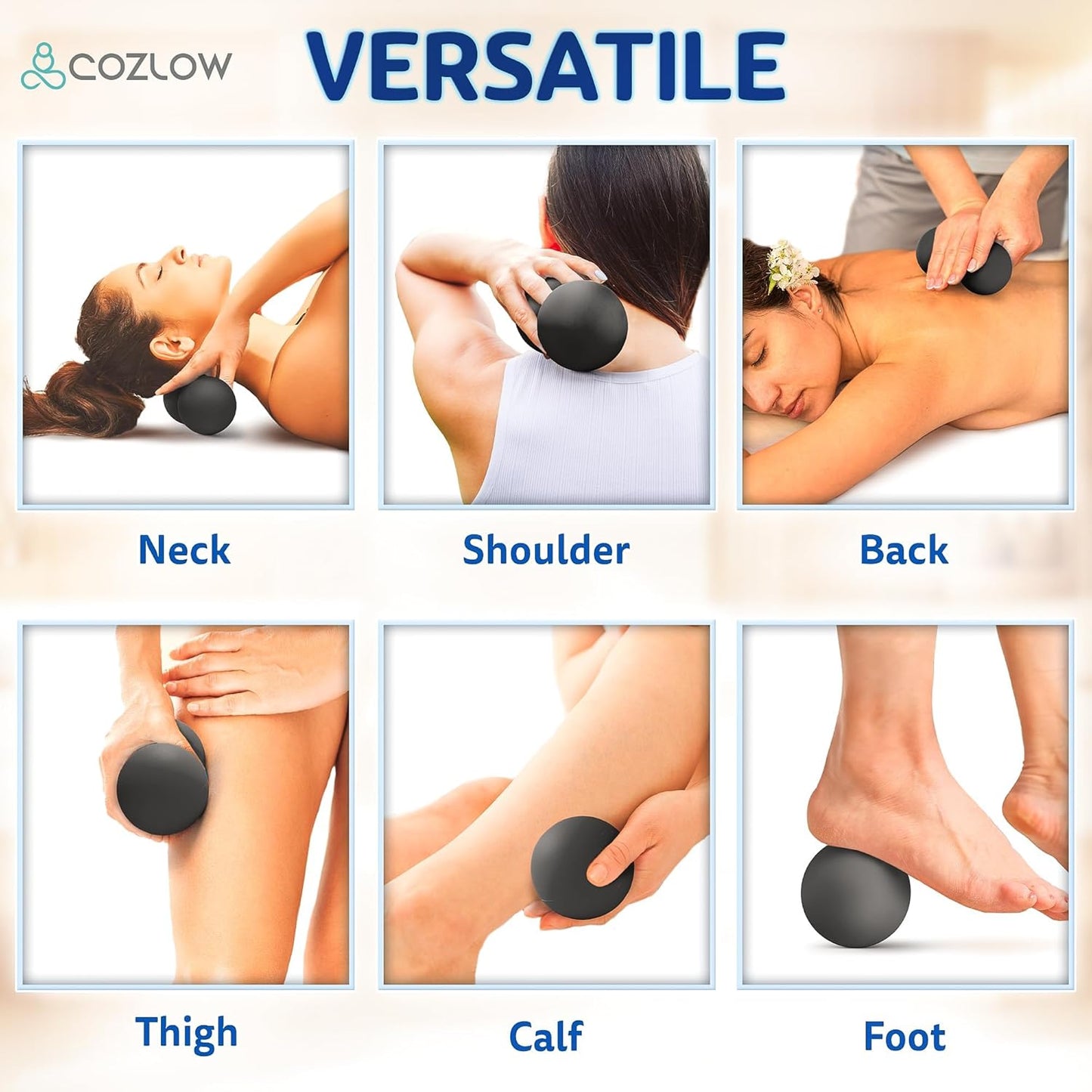 COZLOW Double Lacrosse Silicone Massage Ball - Cobalt Blue - Peanut Trigger Point Roller for Mobility, Deep Tissue Therapy, Myofascial Release - Acupressure Tool for Muscle Pain Relief