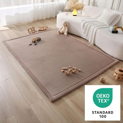Hakuna Matte CloudSoft Mat for Floor 60" x 80" Beige – Coral Velvet Memory Foam Rug – Non-Slip, Water-Resistant