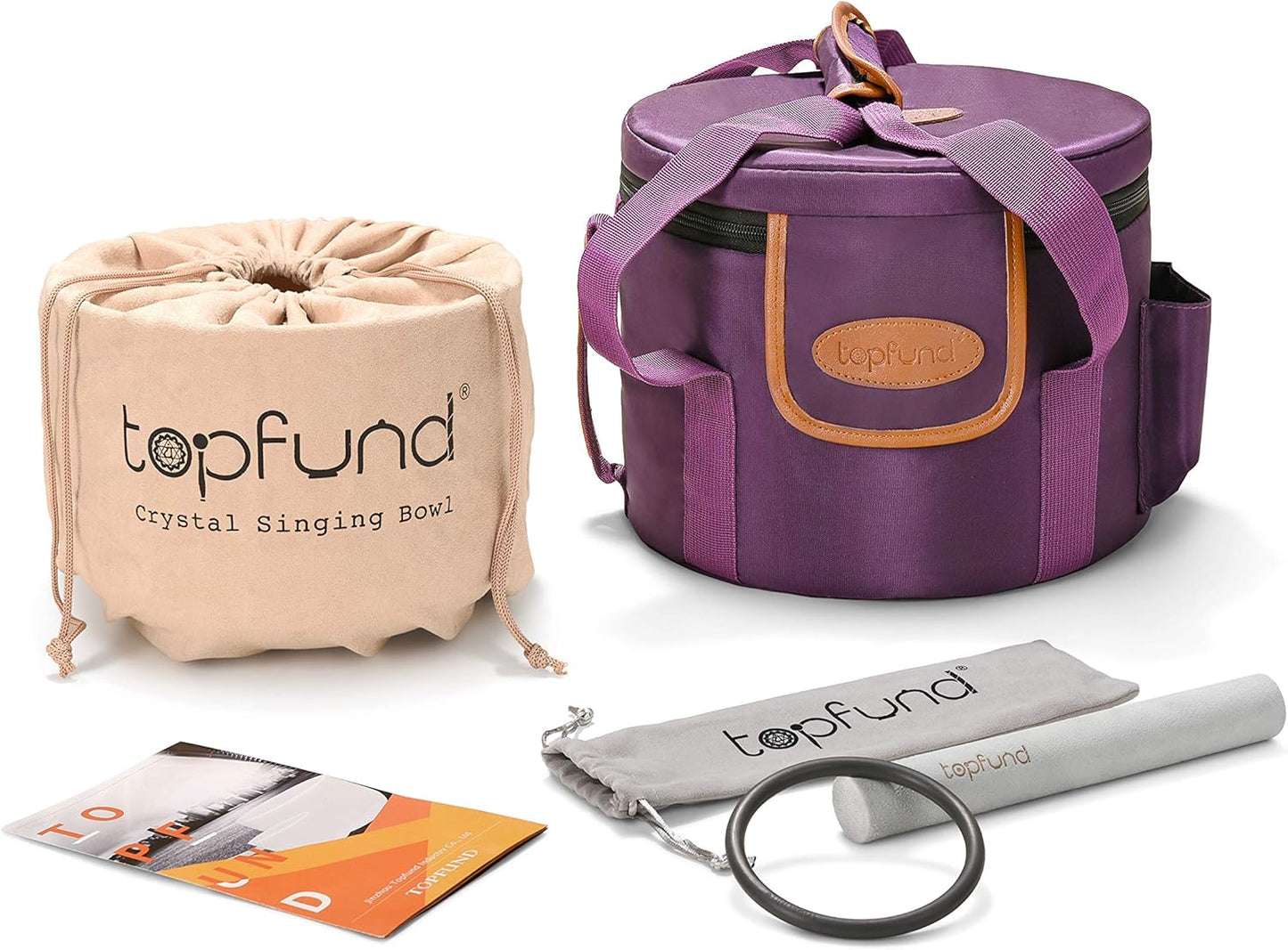 TOPFUND F Note Crystal Singing Bowl 10 inch Heart Chakra with Heavy Duty Carrying Case and Suede Mallet