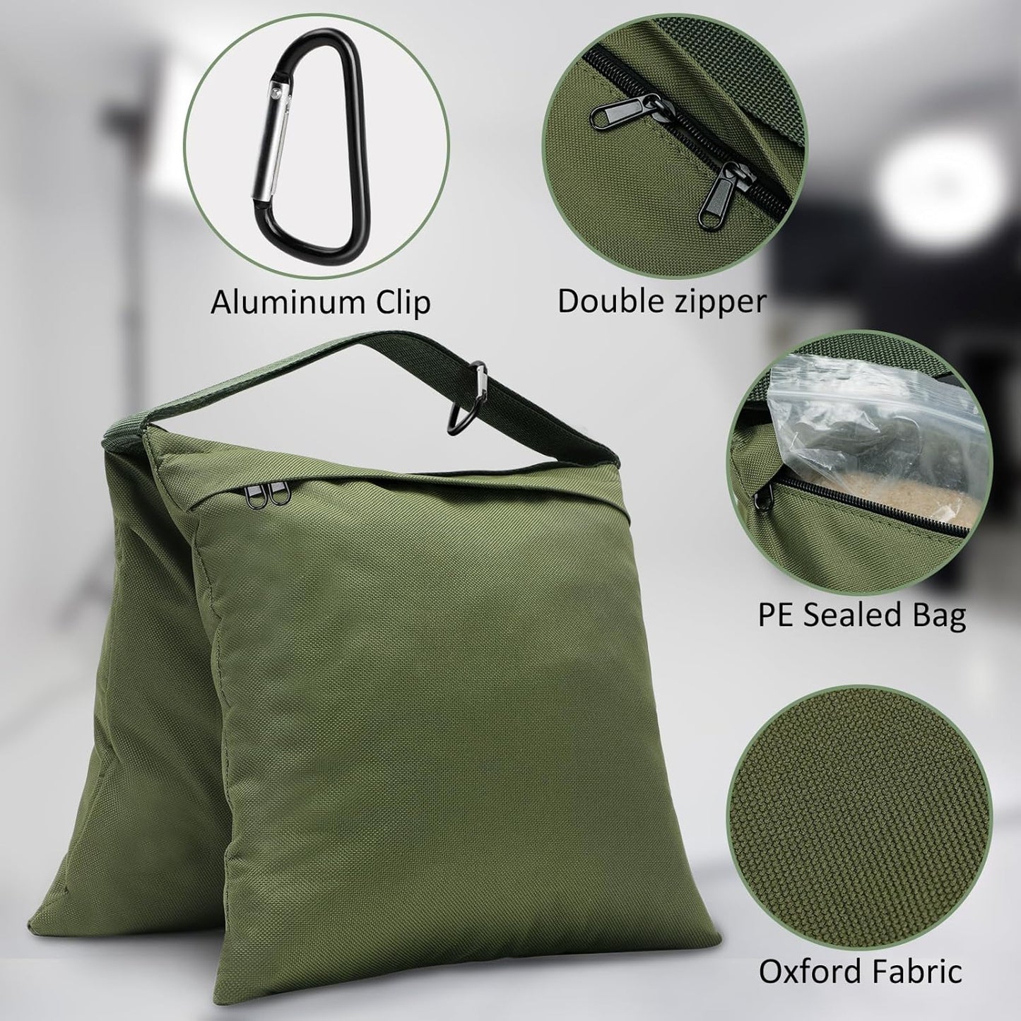 Aimosen 4 Packs Sandbags Weight Bags for Light Stand Photography Video Equipment, Heavy Duty Saddlebag for Backdrop Stand, Photo Tripod, Canopy, Pop up Tent, Umbrella Base, Fishing Chair, Picnic Table