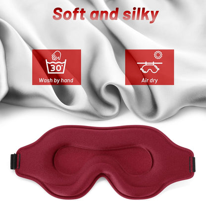 Sleep Eye Mask for Men Women, Sleeping Mask for Side Sleeper, Travel Blackout Night Blindfold Eye Shade Cover with Adjustable Strap (Black)