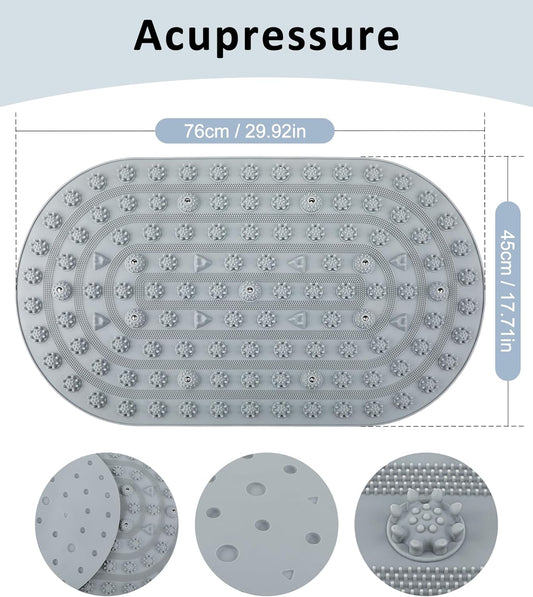 Acupressure Foot Massage Mat - Portable Foldable Foot Massager Mat for Bathroom, Yoga, Outdoor Games, Office Standing Desk Pad, Relieve Foot Pain, Anti-Slip, 30 x 18 inch (Grey)