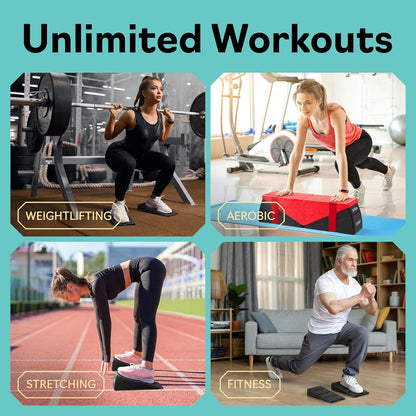 Squat Wedge Block Set of 3/5 - 960 LBS Capacity - Slant Board for Calf Stretching with 5 Stackable Angles - Calf Stretcher Slant Board - Workout Equipment - EPP Material for Exercise Equipment & Physical Therapy