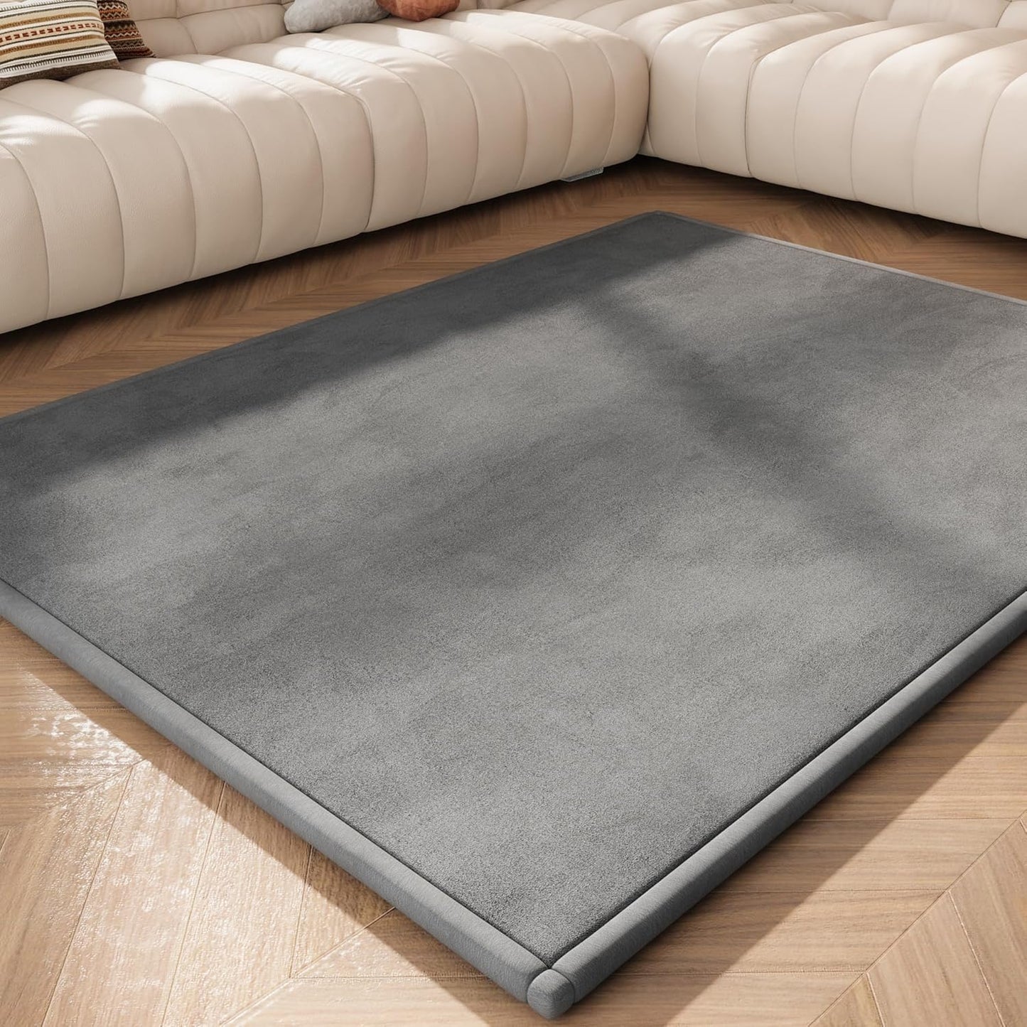 Baby Play Mat for Floor, 1.3'' Thick Memory Foam Tummy Time Mat - Super Soft Coral Velvet Nursery Rug with Non-Slip Backing, Crawling Rug for Toddlers/Infants, Yoga & Tatami Use, Oatmeal, 79''x 118''