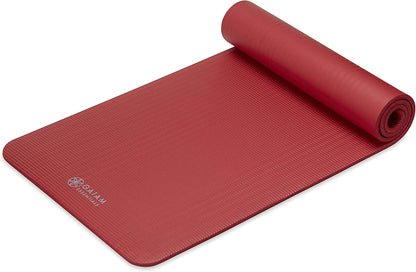 Gaiam Essentials 2/5" Thick (10mm) Yoga & Pilates, Fitness & Exercise Mat with Easy-Cinch Carrier Strap Cusion Support For Fitness and Gym Workouts