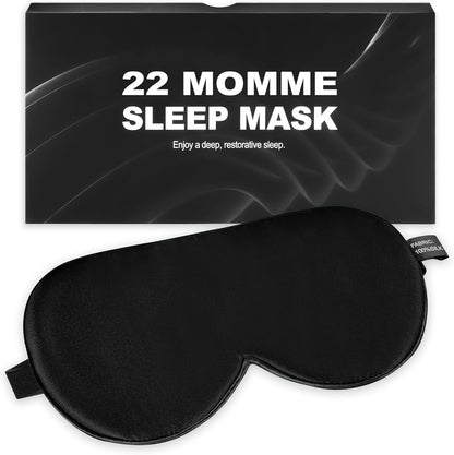 Sleep Mask, Silk Eye Mask for Sleeping with Adjustable Strap, Satin Blackout Sleeping Eye Mask for Men&Women, Comfortable Blindfold Eyeshade for Night Sleep(Black)