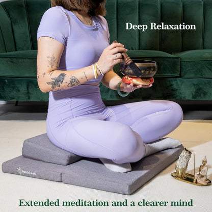 ZenBless Yoga Meditation Cushion Set,Large Square Meditation Floor Pillow, Meditation Mat and Pillow Set for Sitting on Floor,Zafu and Zabuton Accessories(31.5")