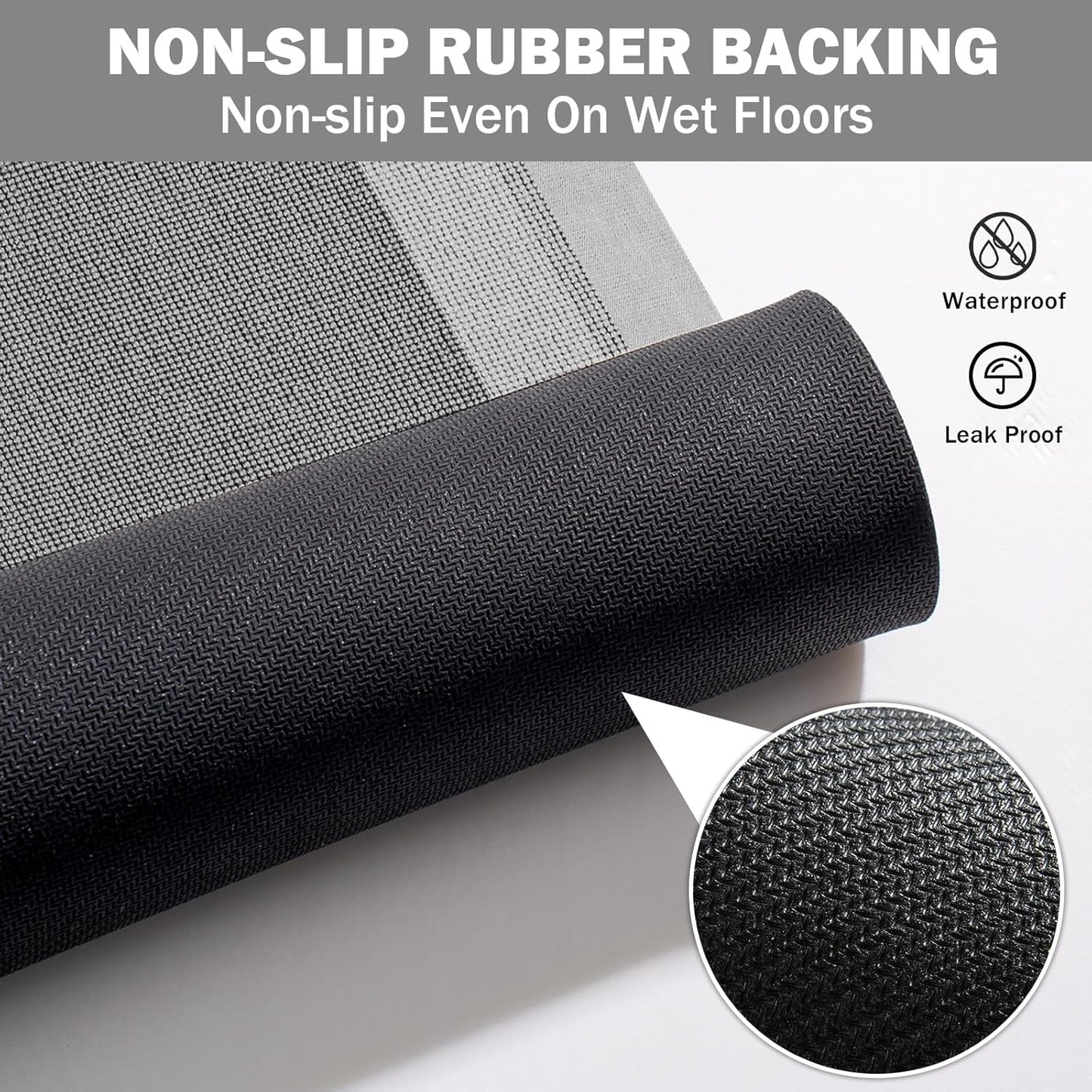 YDKGL Non Slip Long Bath Mat Bathroom Runner, Rubber Backing Ultra Thin Bathroom Rugs Fit Under Door Quick Dry Super Absorbent Washable Bath Rug Shower Mat for Bathtub Sink Floor, Dark Gray 17"x47"