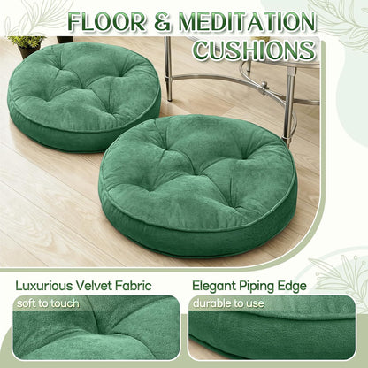 1 MIDDLE ONE Floor Pillow Set of 2, Memory Foam Meditation Cushion, Floor Cushions for Adults Sitting, Large Square Seat Cushions for Yoga, Living Room, 20x20 Inch (Grey)