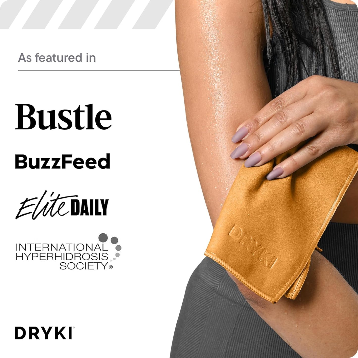 DRYKI Pocket-Sized Sweat Towels - The Original Sweat Absorbing Handkerchiefs - Quick-Dry Microfiber Sweat Rags for Face, Hands, & Body - Men & Women - Gym, Sports, and Work (Blue: 5 Pack)
