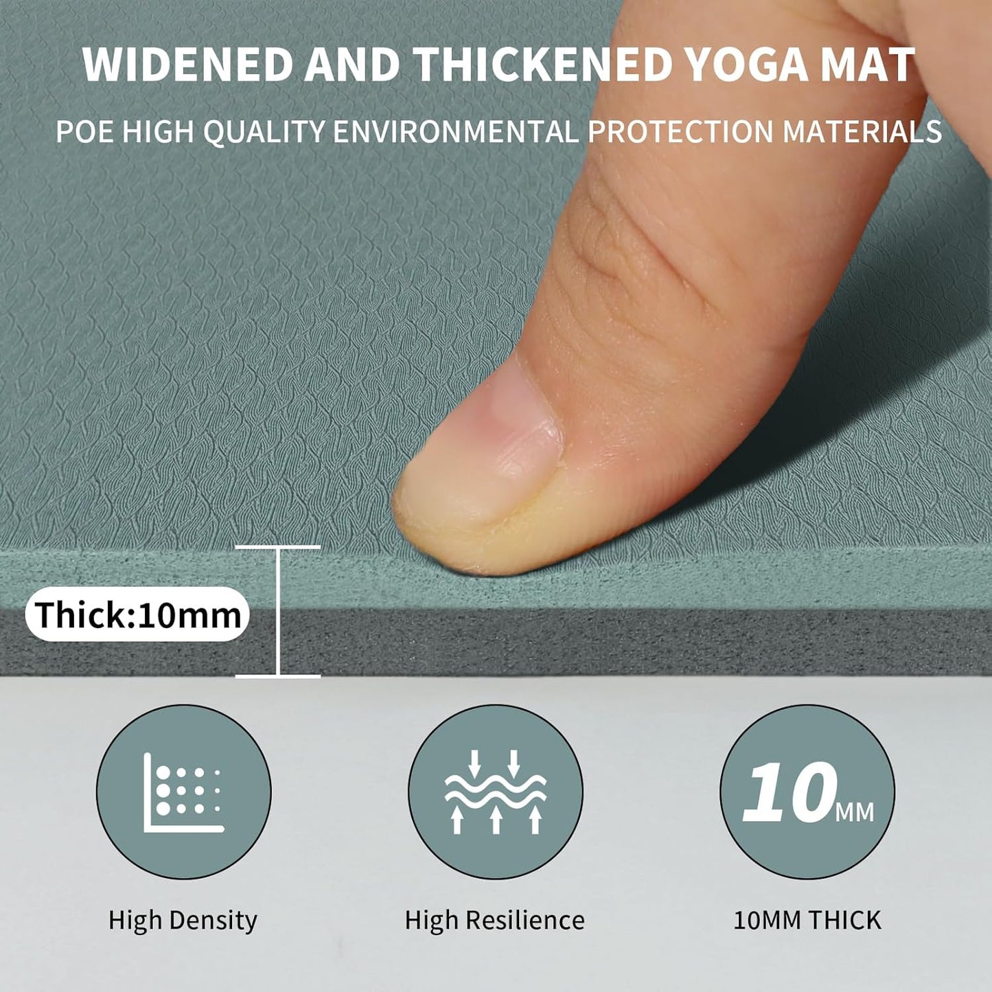 Large Yoga Mat (6'x 4') - Extra Long and Wide Workout Mat for Men and Women, Non-Slip POE 0.32''/0.4'' Thick Fitness Mat, Eco-Friendly Exercise Mat for Home Workouts, Ideal for Yoga and Pilates