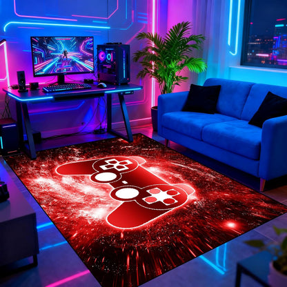 Video Game Rug - Gaming Themed Rug Gamepad Controller Area Rugs for Bedroom Gaming Carpet for Boys Game Carpet for Playrooms Bedroom Doormat Yoga Mats