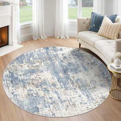 XLUEZ 8x10 Area Rugs for Living Room, Washable Modern Abstract Large Area Rug Neutral Soft Non Slip Kids Rug Stain Resistant Indoor Carpet for Bedroom Nursery Dining Children's Room(Blue, 8'x10')