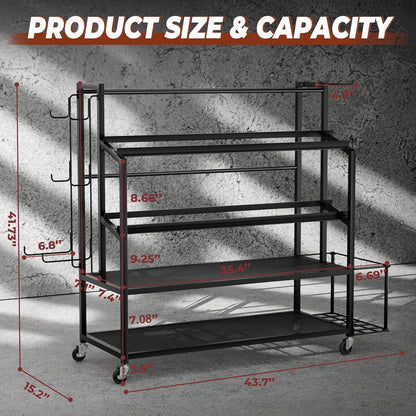 Dumbbell Rack Weight Stand - Adjustable Weight Rack for Dumbbells, Home Gym Storage Rack for Yoga Mat Foam Roller Kettlebells, Workout Equipment Storage Organizer With Wheels
