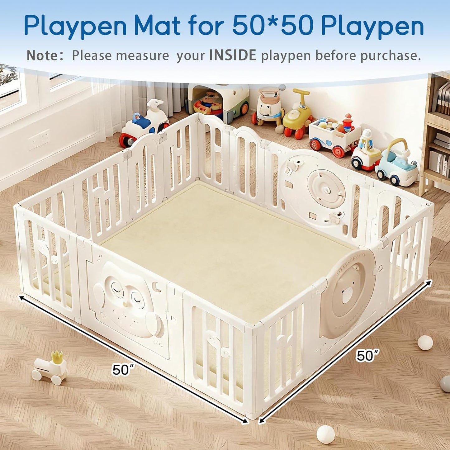 Baby Play Mat for Floor Nursery Rug Muscle Mat Area Rug Playroom Rug 79"x110" Playpen Mat Memory Foam 1.3" Thick Crawling Mat For Babies,Toddlers, Infants, Kids,Grey