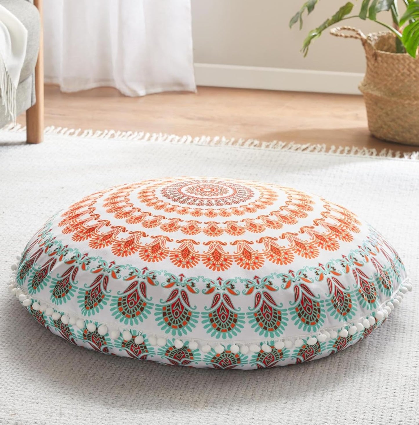 Codi Meditation Floor Pillow Set of 2, Round Large Pillows Seating for Adults, Bohemian Mandala Circle Cushion for Outdoor Fireplace Yoga Living Room, 32 Inch, Memory Foam Added, Purple Orchid NEW