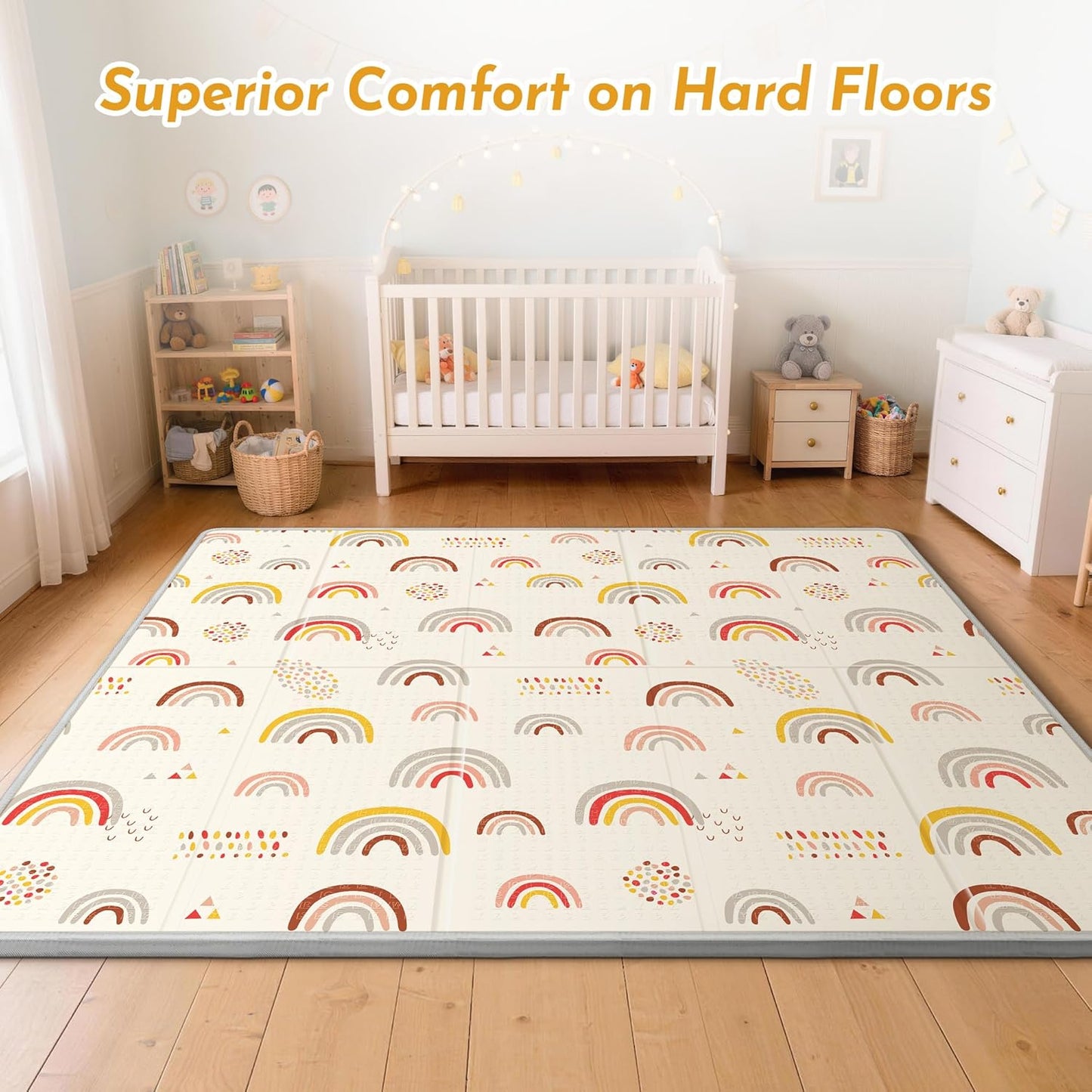 Extra Large Baby Play Mat 79x70, Foldable Baby Play Mat for Floor, Waterproof, Safe & Thick Playmats for Babies and Toddlers, Non-Slip Backing Safe for Crawling&Tummy Time, Indoor & Outdoor Use
