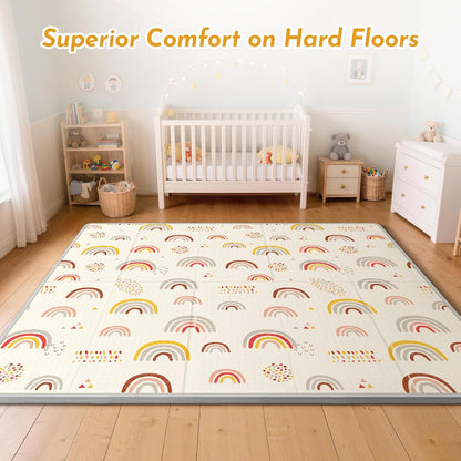 Extra Large Baby Play Mat 79x70, Foldable Baby Play Mat for Floor, Waterproof, Safe & Thick Playmats for Babies and Toddlers, Non-Slip Backing Safe for Crawling&Tummy Time, Indoor & Outdoor Use