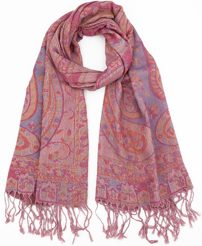 Ciormis Two Tone Silky Paisley Pashmina Shawl Scarf,Soft Women's Rave Jacquard Pashminas Wrap Scarves