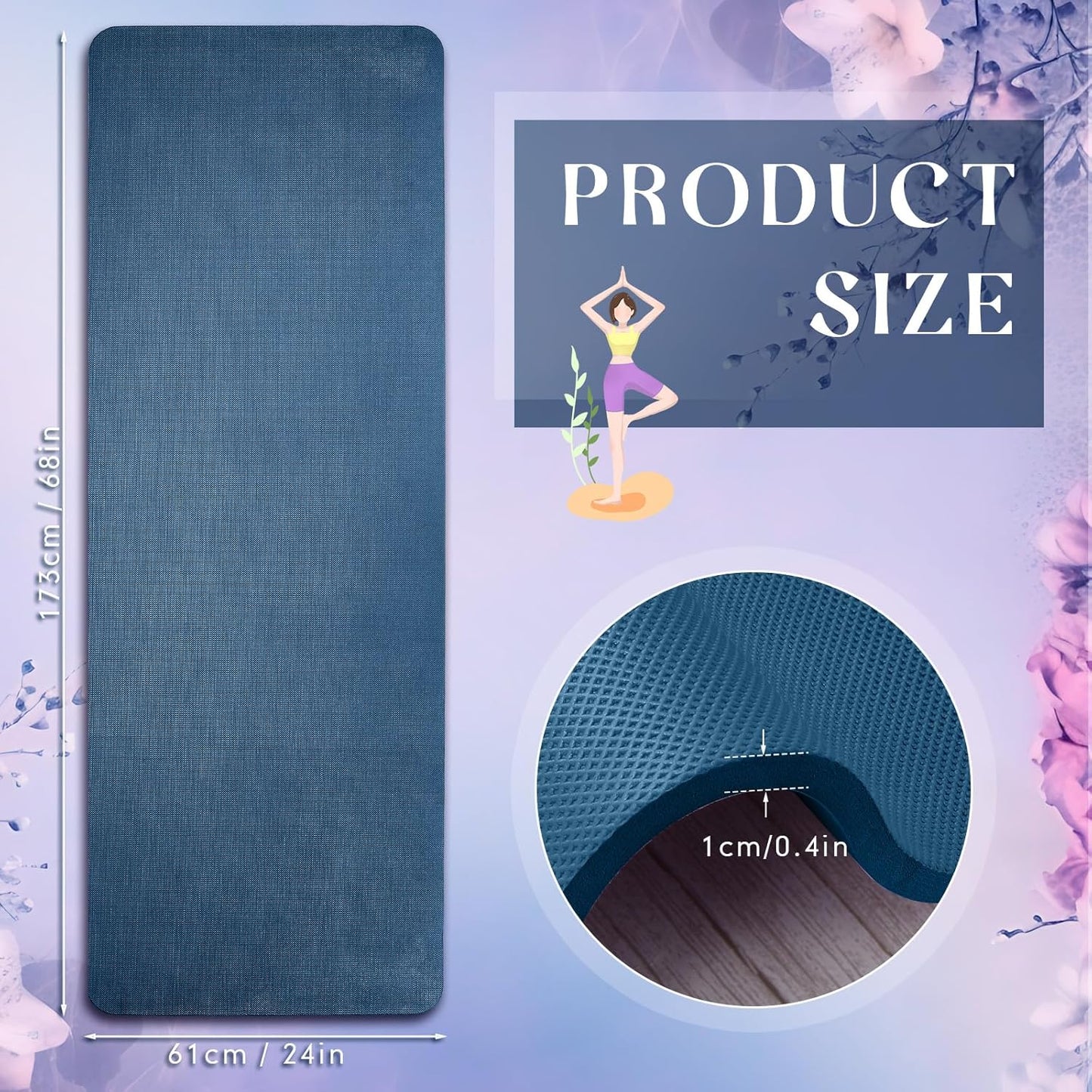 Timgle 6 Pcs 10mm Thick Yoga Mat Bulk 68 x 24 Inches Anti-slip Tear-resistant Exercise Mat Adult Gym Mats for Fitness, Stretching, Workout and Studio, Outdoor Yoga, Pilates