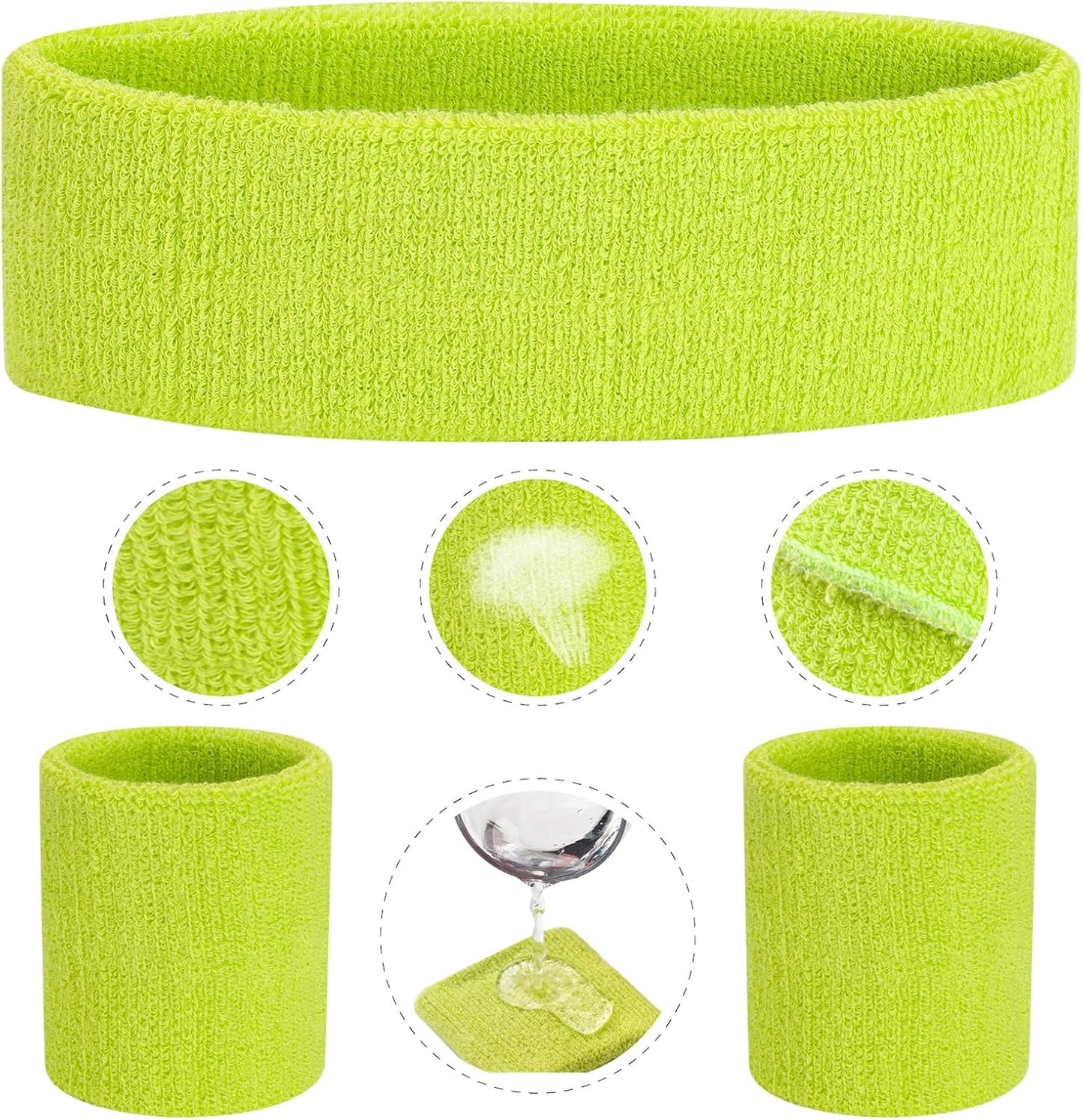 ONUPGO Sweatband Set Sports Headband Wristband Set Sweatbands Terry Cloth Wristband Wrist Sweatband Headbands Moisture Wicking Sweat Absorbing Head Band