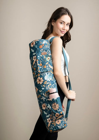 Maison d' Hermine Yoga Mat bag, Cylindrical bag for Woman&Men, yoga mat Bag &Adjustable shoulder straps Yoga Mat Carrier Bag with Drawstring Water Bottle Pocket and zipper pocket Easter Gifts