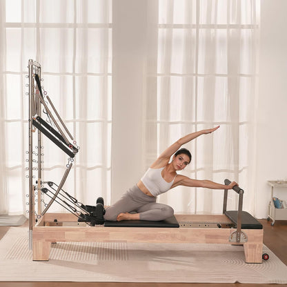 VEVOR Pilates Reformer, Reformer Pilates Machine with Cadillac Trapeze Table or Tower & Mat, Pilates Equipment for Home Workout and Studio, Includes Jump Board，Sitting Box