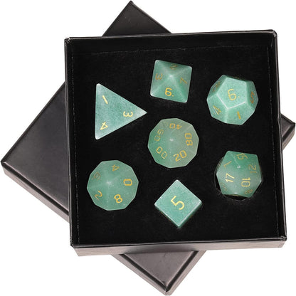 mookaitedecor 7 PCS Blue Howlite Turquoise Crystal Polyhedral DND Dice Set, Polished Tumbled Stones Dices for RPG MTG Table Games Home Decoration