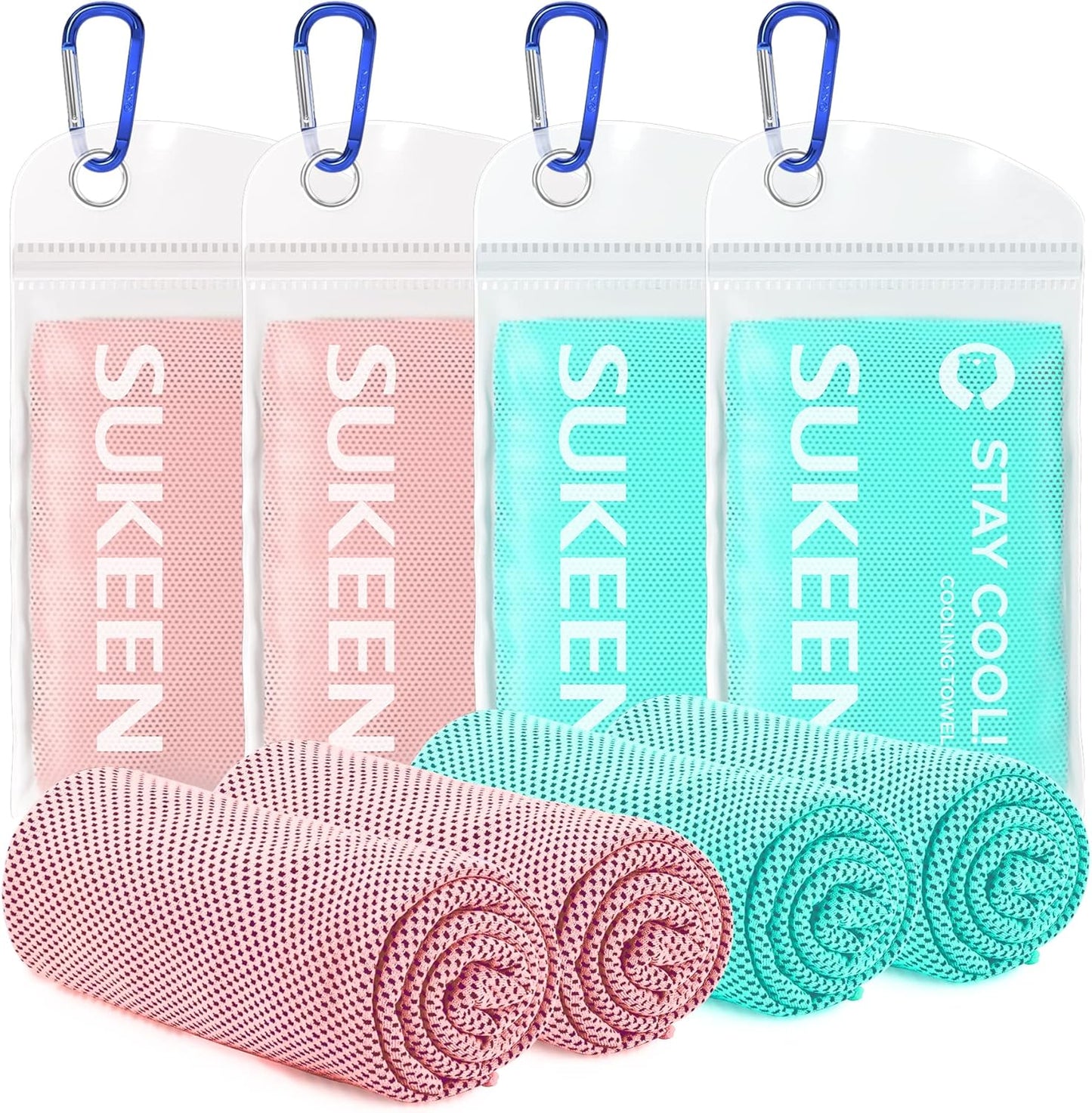 Sukeen [4 Pack Cooling Towel (40"x12"), Soft Breathable Chilly Microfiber Towel for Yoga,Sport,Running,Gym,Workout,Camping,Fitness,Workout & More Activities