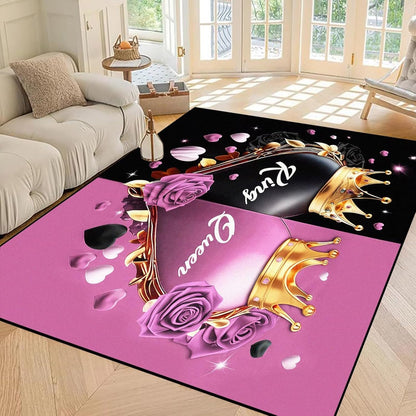 5' X 7' Queen and King Rug Black Grey Area Rugs Dining Living Room Bedroom Kitchen Office Yoga Room Washable Floor Mat Doormats Throw Rug Carpet Room Decor